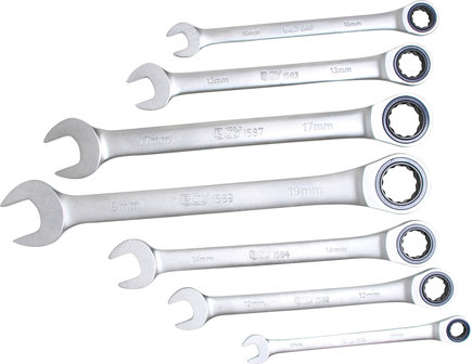 7-piece Ratchet Wrench Set, 8-19 mm