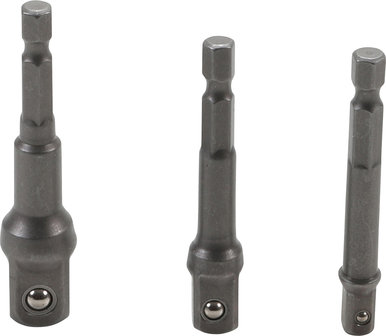 3-piece Adaptor Set for Electric Drills, 1/4 - 3/8 - 1/2