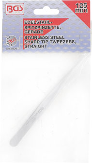 Stainless Steel Sharp Tip Tweezer straight 125 mm