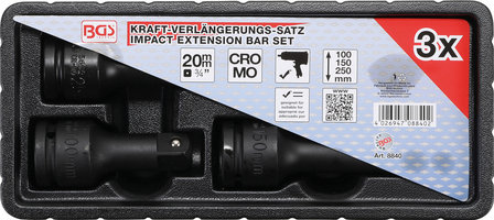 Impact Extension Bar Set external/internal square 20 mm (3/4) 3 pcs.