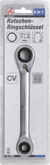 Double Ended Ratchet Wrench 4-in-1 10 x 13-17 x 19 mm