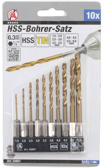 10-piece Titanium Coated HSS Drill Set