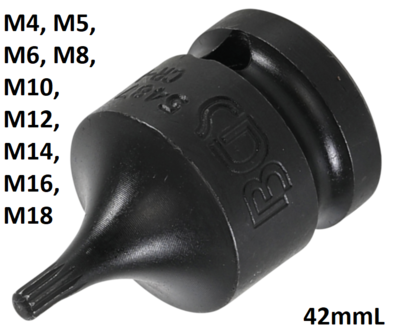 Impact Bit Socket (1/2) Drive Spline (for XZN)