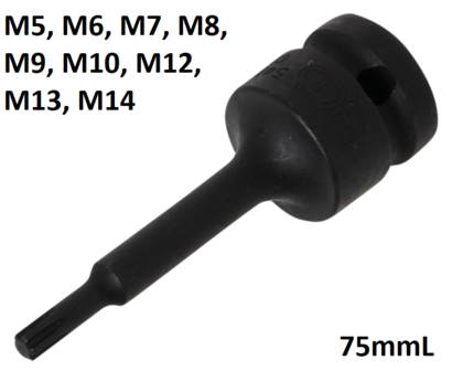 Impact Bit Socket (1/2) Drive Spline (for RIBE) M5 - M14