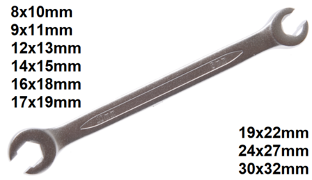 Double Ring Spanner, open Type 8x10 mm