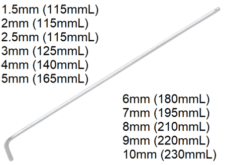 L-Type Wrench extra long internal Hexagon / internal Hexagon with Ball Head