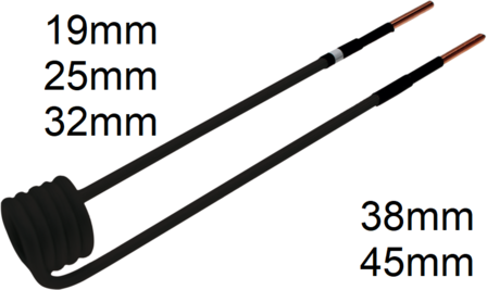 Induction Coil for Induction Heater angled 90&deg;