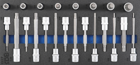 Tool Tray 1/3: Bit Socket Set  12.5 mm (1/2 inch)  Spline (for XZN)  22 pcs.