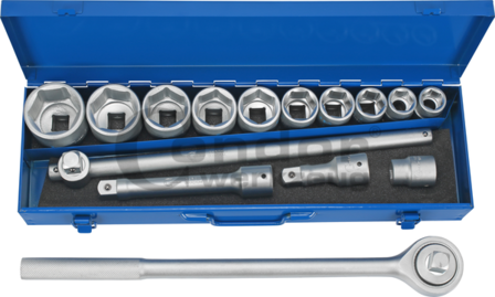 Socket Set, 15 pcs, 3/4, hex 19-50 mm