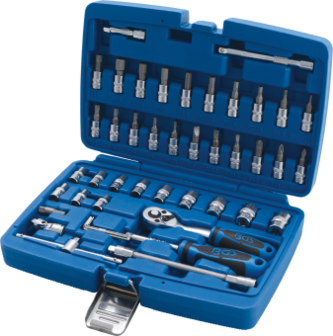 46-piece Socket Set, 1/4, INCH Sizes