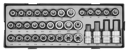 1/2 Socket bit set Star - Hex - Spline 35pc