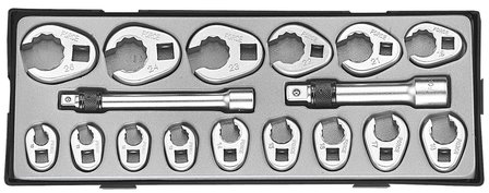 Crowfoot flare nut wrench set 17pc
