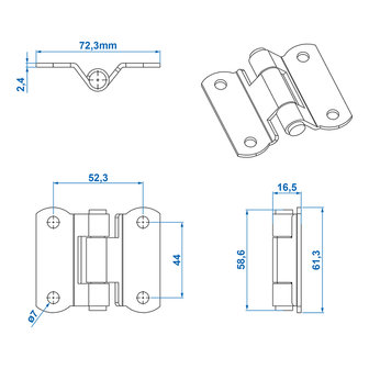 Hinge 73x61mm