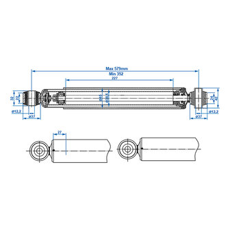 Shock absorber suitable for Boge/BPW/Hahn/Peitz 1500-3000kg CC 350-580 1 piece