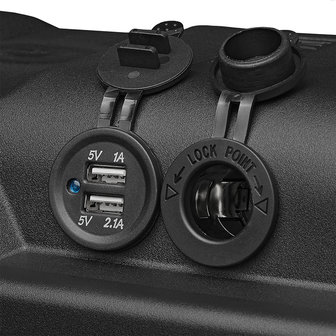 Battery box 35x18x23cm 2x USB - 1x 12V socket - Voltmeter - 2x Anderson plug