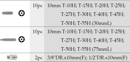 Star tamperproof bit set 22pc