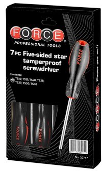 Screwdriver set Five-sided Star tamperproof 7pc