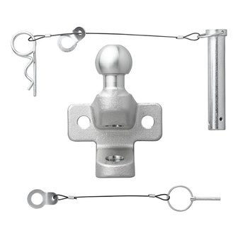 Tow bar ball silver combined double version D20.2/S350 E-type approved