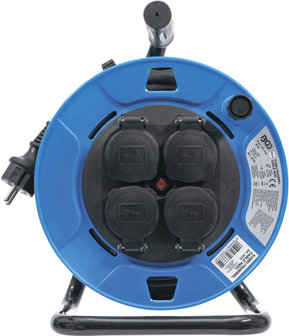 Cable Reel 50 m 3 x 1,5 mm&sup2; 4 Socket Outlets with Sealing Cap IP 44 3500 W