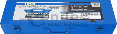 Socket Set, 15 pcs., 3/4, hex 19-50 mm