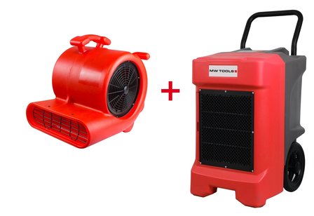 Pack BDE95 construction dryer and RV3000 floor fan