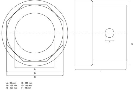 Hub Nut Socket Octagon for R.O.R. Trailers 127 mm