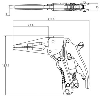 Locking Long Nose Grip Pliers with pistol grip 170 mm