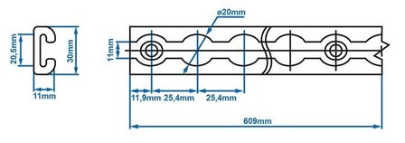 Stud fitting double with bolt 3/8