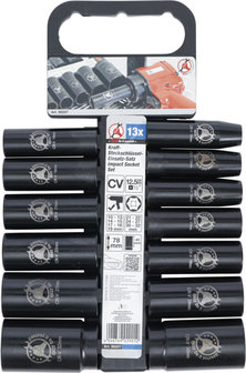 Impact Socket Set 12.5 mm (1/2) Drive 10-32 mm 13 pcs