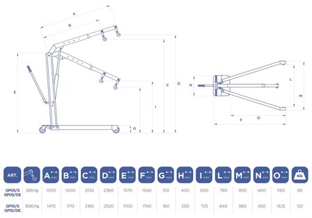 Folding garage crane 500kg