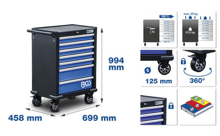 Workshop Trolley 7 Drawers with 263 Tools