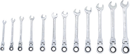 Ratchet Combination Wrench Set flexible Heads 8 - 19 mm 12 pcs