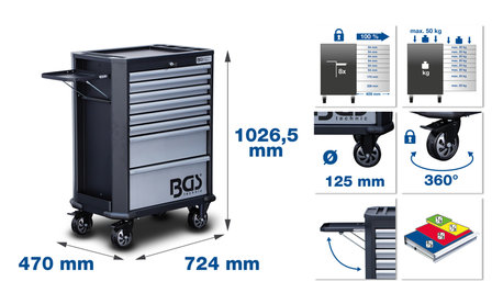 Workshop Trolley 8 Drawers with 299 Tools