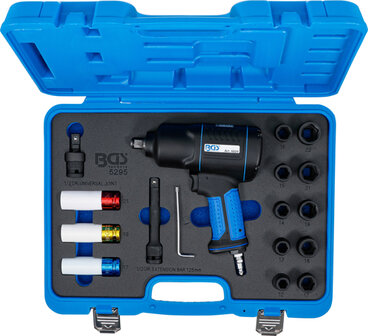 Air Impact Wrench and Impact Socket Set 12.5 mm (1/2) 1200 Nm 16 pcs