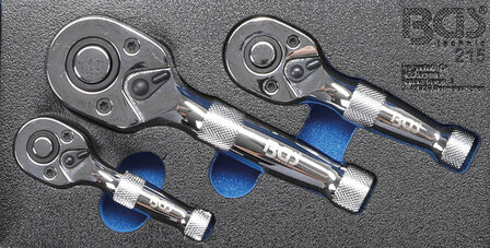 Stubby Ratchet Set 6.3 mm (1/4) / 10 mm (3/8) / 12.5 mm (1/2) 3 pcs.