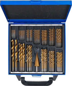 119-piece Twist &amp; Step Drill Set HSS, Titanium Coated, 1 - 10 mm