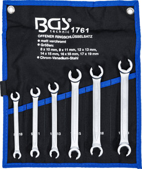 Double Ring Spanner Set, open Type 8x10 - 17x19 mm 6 pcs