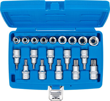 Bit Socket / Socket Set 12.5 mm (1/2&quot;) Drive E-Star / T-Star (for Torx) 19 pcs