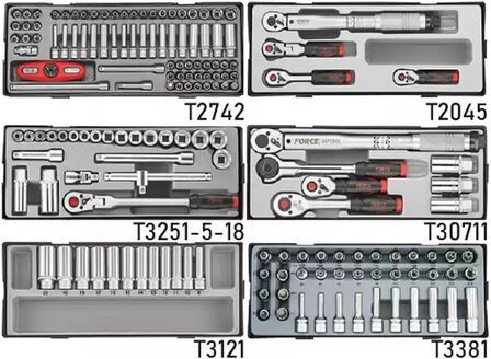 Black jumbo Tool Trolley with 8 drawers and 365-piece tools (EVA)