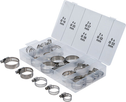 Hose Clamp Assortment stainless &Oslash; 16 - 38 mm 26 pcs