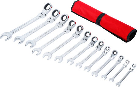 Ratchet Combination Wrench Set flexible Heads 8 - 32 mm 13 pcs