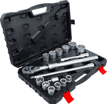 Socket Set with Reversible Ratchet, extendable 20 mm (3/4) Drive 19 - 50 mm 16 pcs