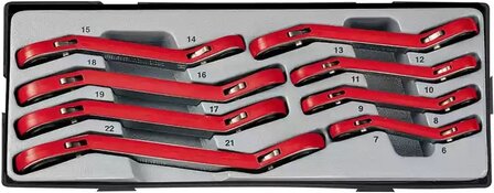 Offset ratchet ring wrench set 8pc (15&deg; bowed)