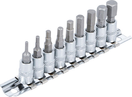 9-piece Bit Socket Set, Hexagon in SAE sizes