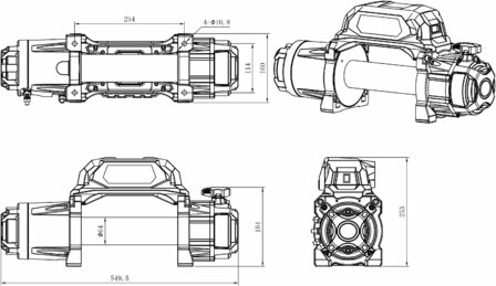 Winch 24V 5443 kg 26m synthetic cable wireless remote control