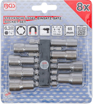 Socket Set, Hexagon | 6.3 mm (1/4&quot;) drive | for electric drills | 6 - 13 mm | 8 pcs.