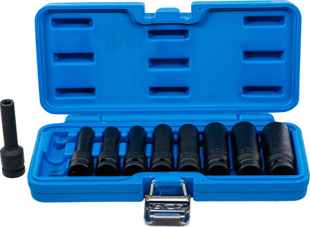 Impact Socket Set E-Type, deep 12.5 mm (1/2) drive E10 - E24 9 pcs.