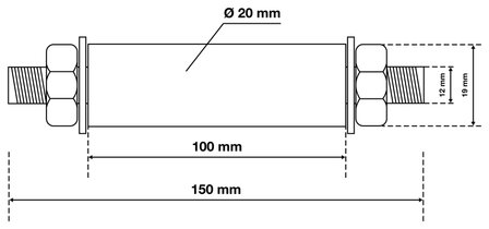 Axle Set for Pushcart Wheel &Oslash; 20 mm