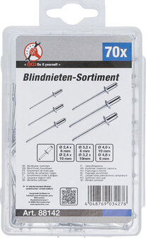 Blind Rivets Assortment &Oslash; 2.4 - 4.8 mm 70 pcs