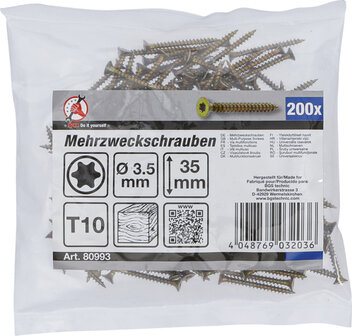 Multi-Purpose Screws T-Star (for Torx) T10 3.5 x 35 mm 200 pcs